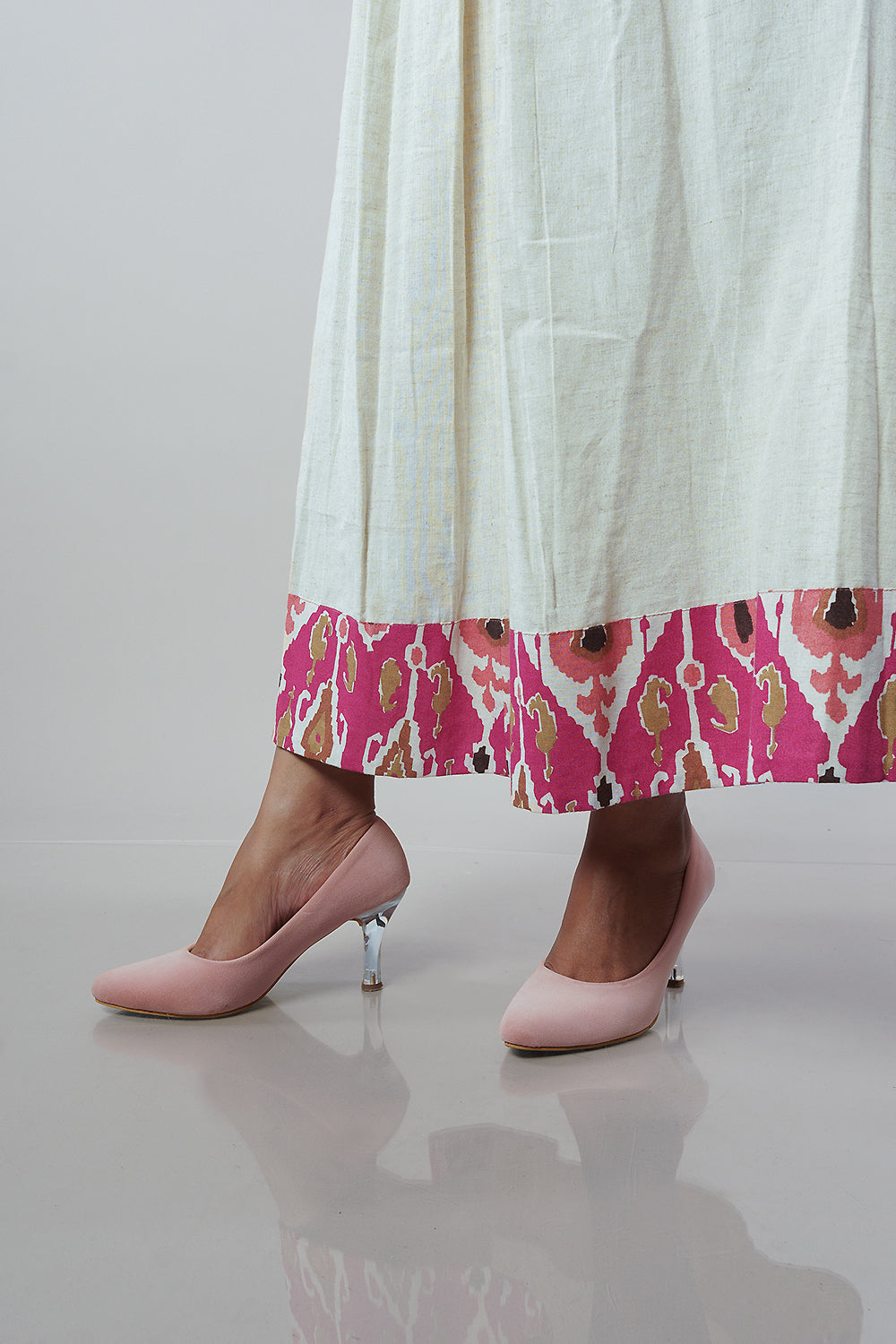 Cream Colour Lenin cotton frock