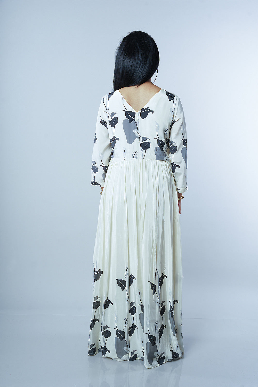 Cream and White Padded frock with handwork