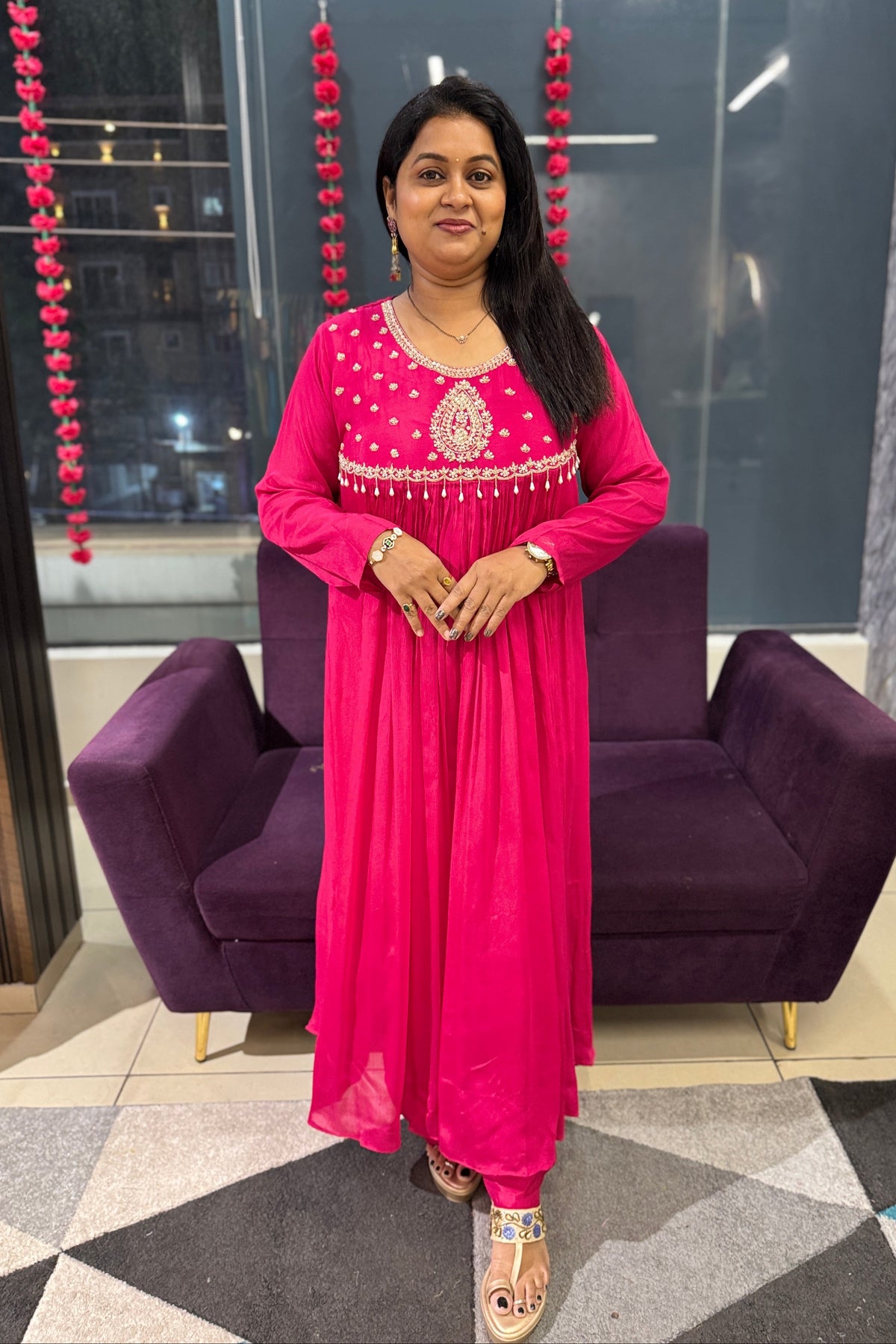 Fuchsia Chinnon Designer Suit Set