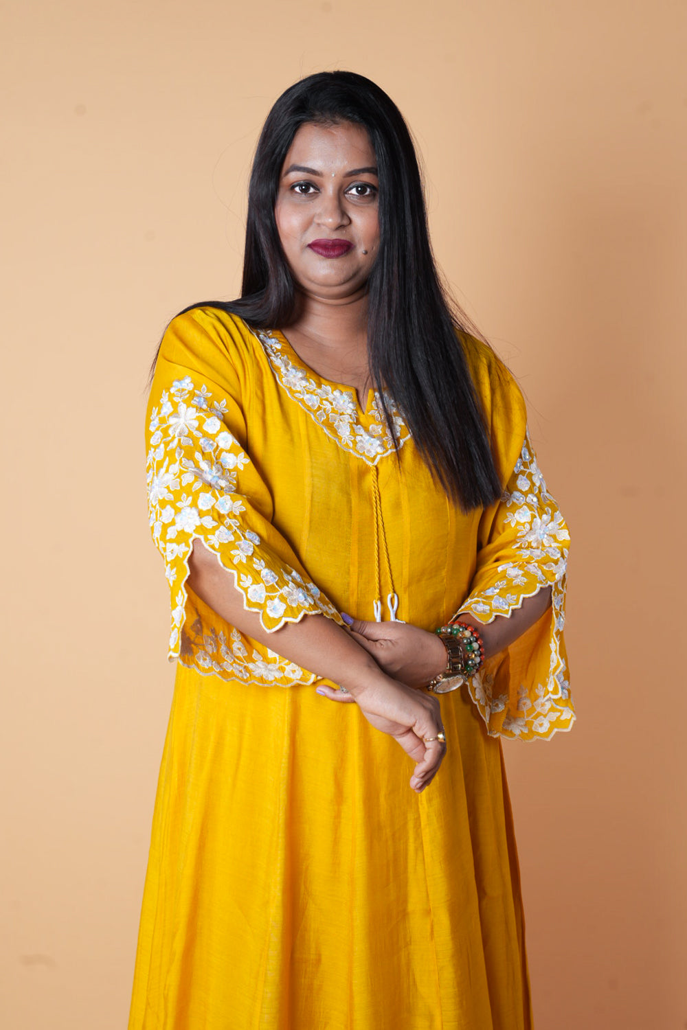 Sunflower Yellow Mulchanderi Designer suit set