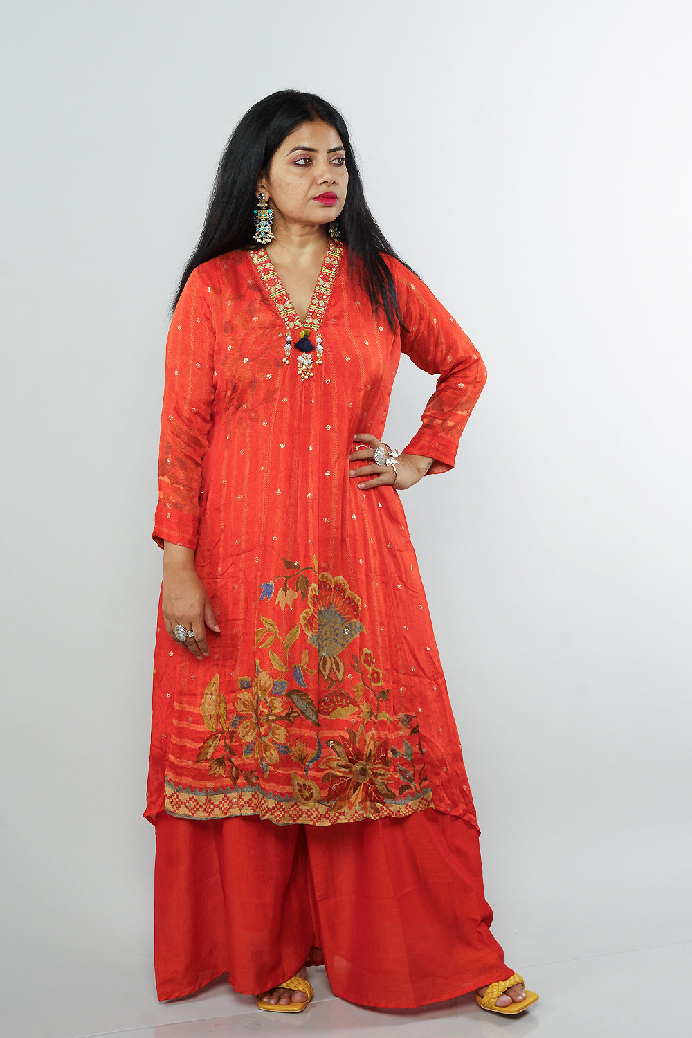 Orange chinnon highlow designer set