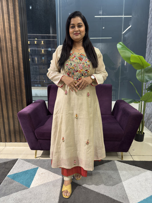 Premium Handloom Chanderi with Heavy work on Yoke