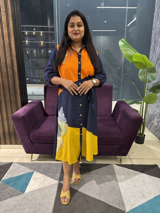 Multicolour frock with Hand paint