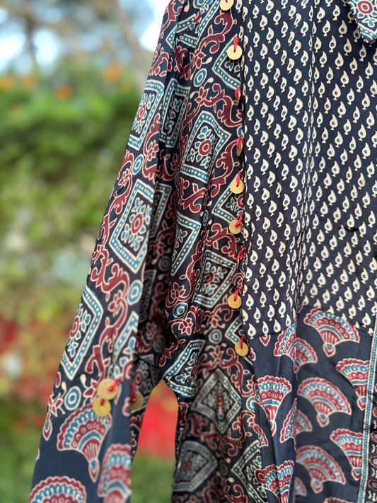 Premium Ajrakh Shirt with coin detailing