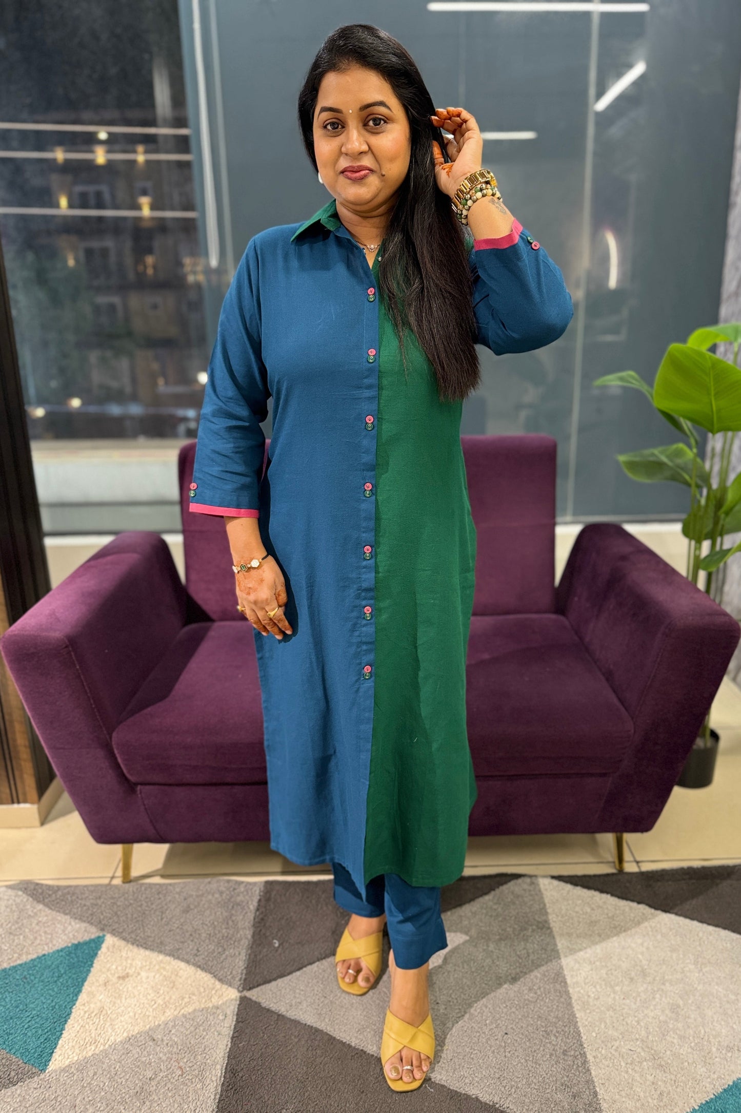 Block pattern Kurti Pant