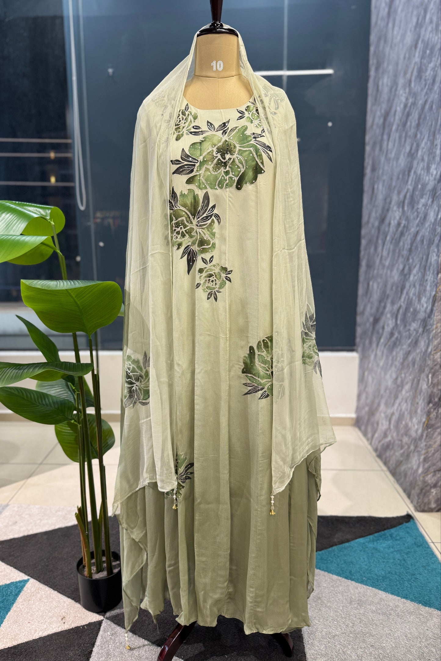 Handpaint Chinnon Handwork Designer Anarkali