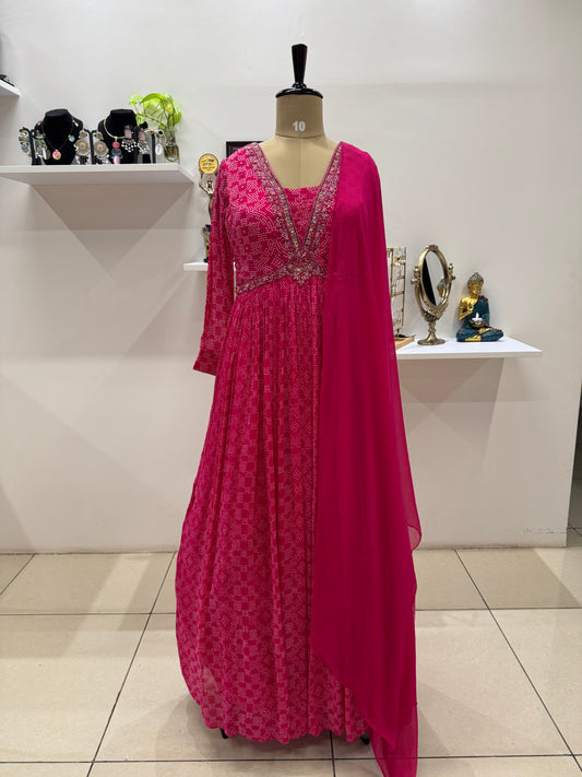 Pure chinnon Desigber Long frock with cancan