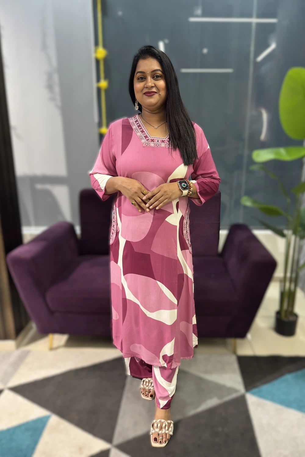 German rayon kurti pant set with pockets