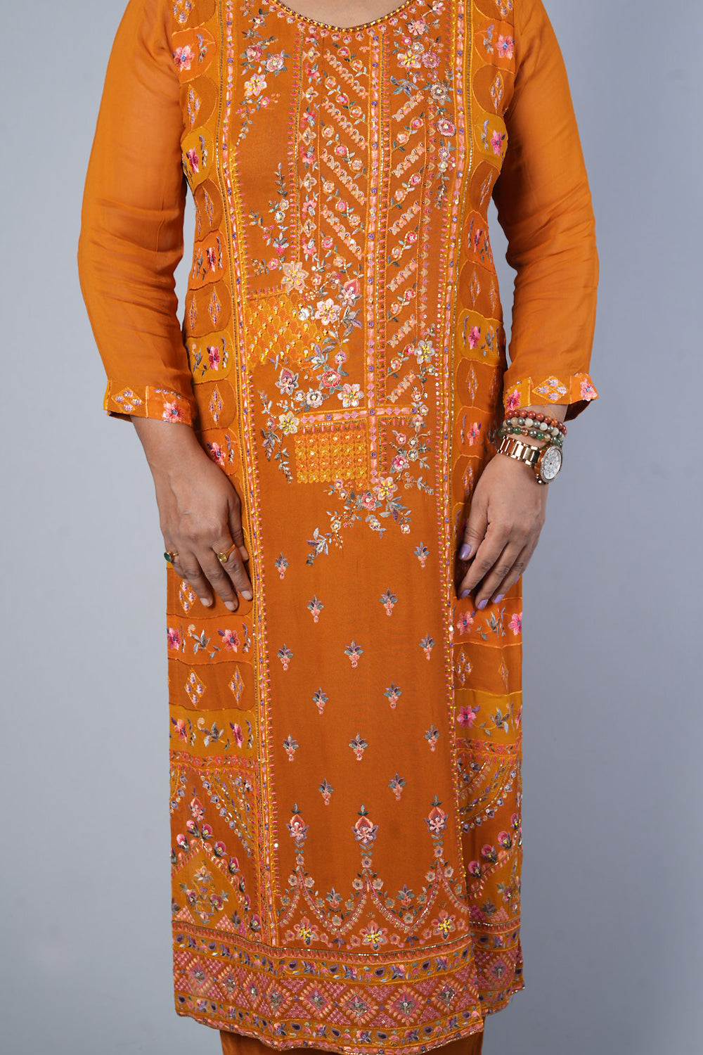 Mustard Colour Pure Gorgette Suit Set