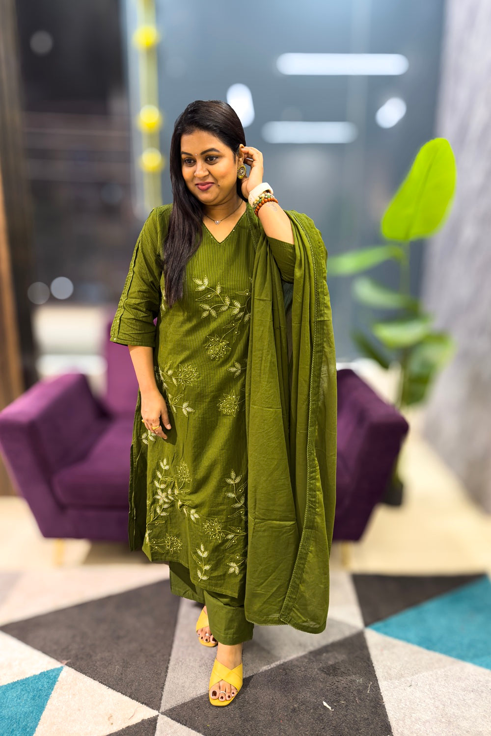 Pure Cotton Embroidery suit set perfect for your office