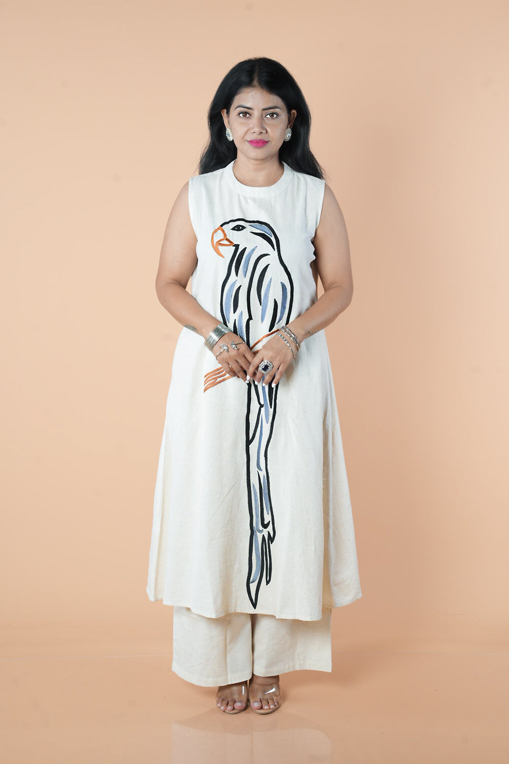 Macau Embroidery work lenin cotton cordset