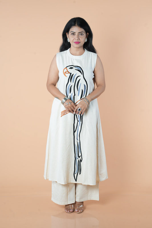 Macau Embroidery work lenin cotton cordset
