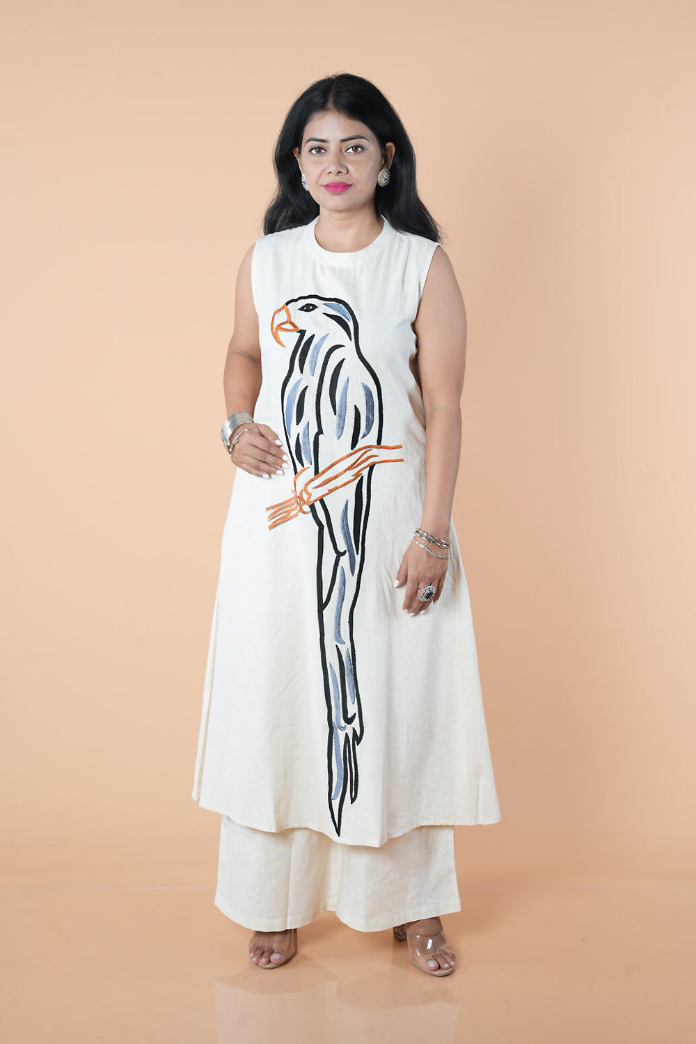 Macau Embroidery work lenin cotton cordset