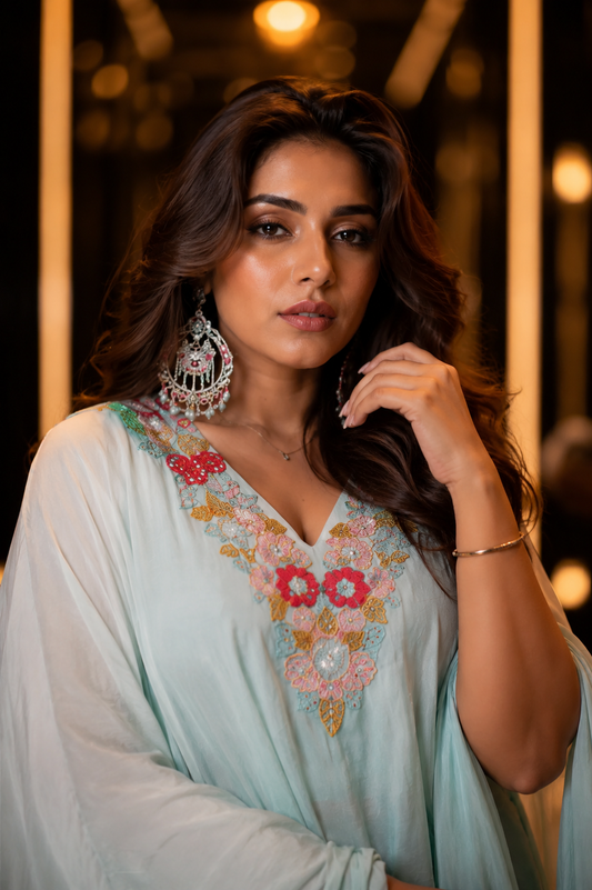 Ombre shadded Green Indowestern set