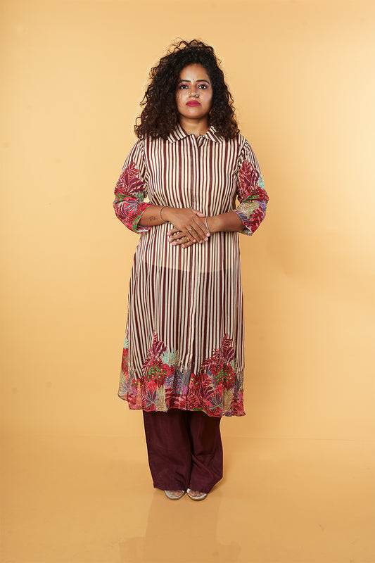 Brown Striped Handwork cordset