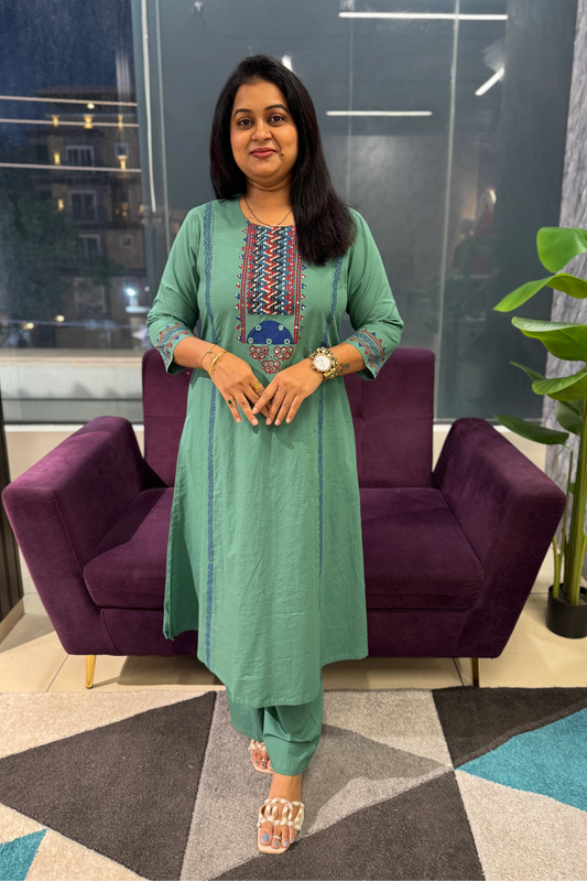 Sitara Rama Green Suit Set