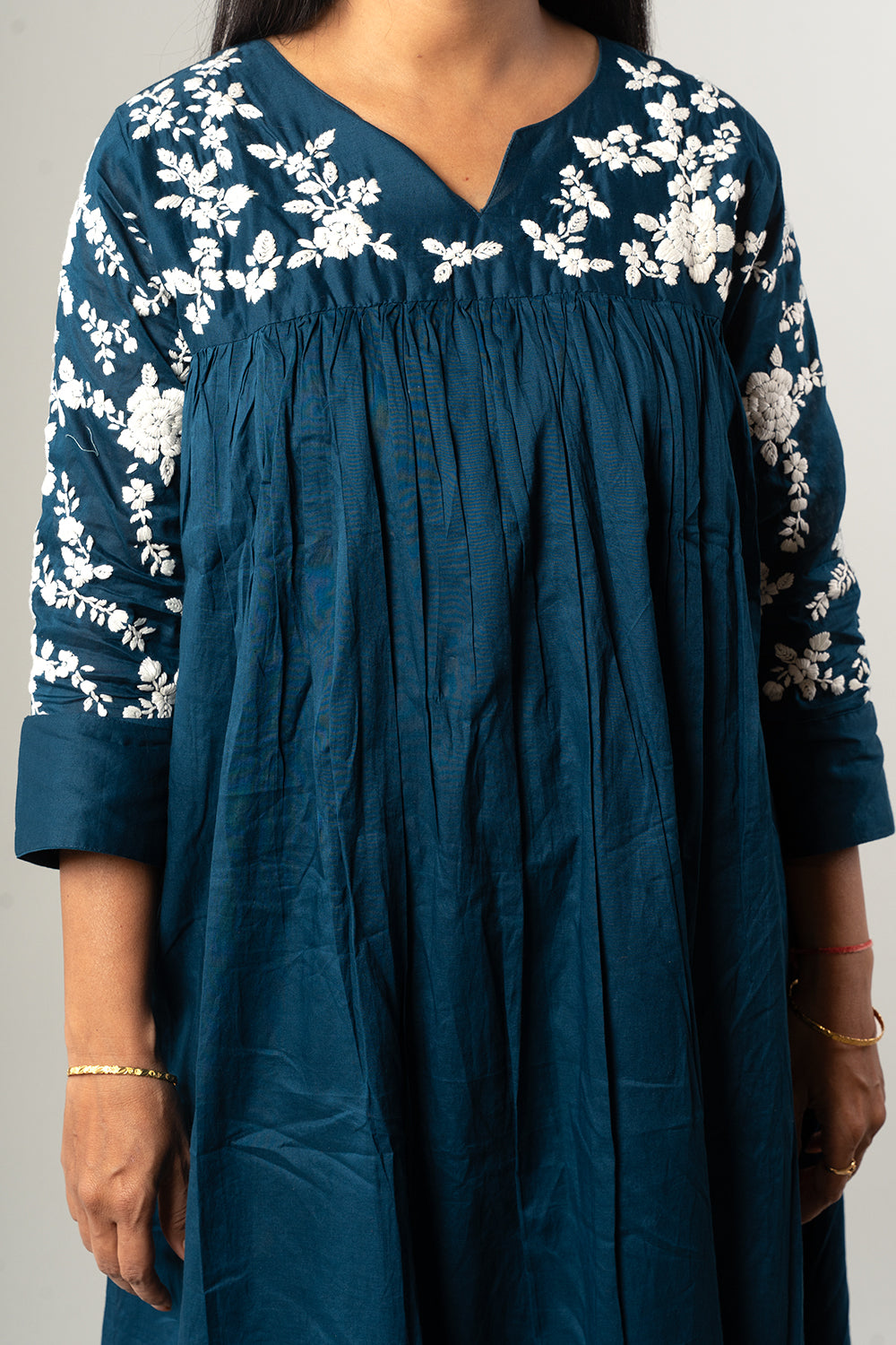 Blue Mulcotton Embroidery frock