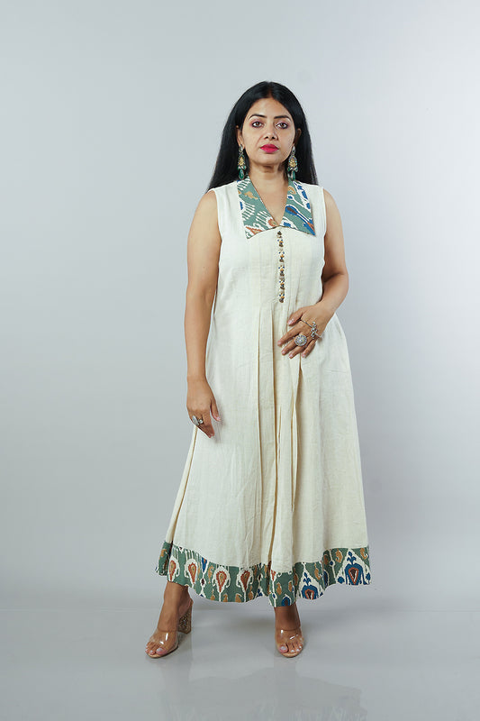 Cream Colour Lenin cotton frock