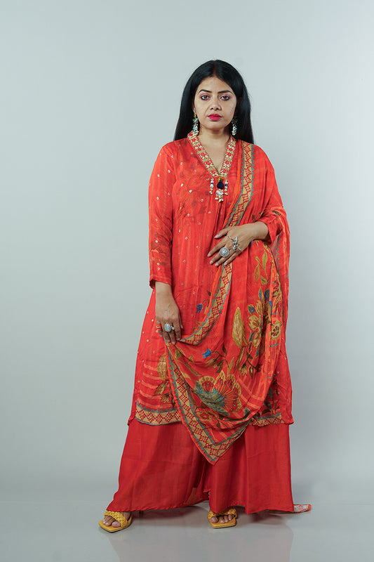 Orange chinnon highlow designer set