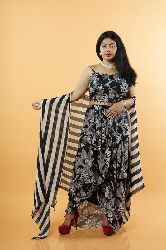 Black Chinnon Indowestern set