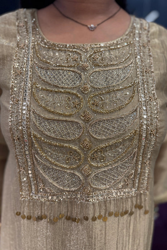 Gulnaar Crush Tissue Designer Suit Set