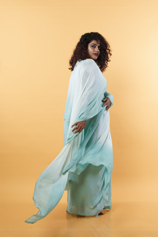 Ombre shadded Green Indowestern set
