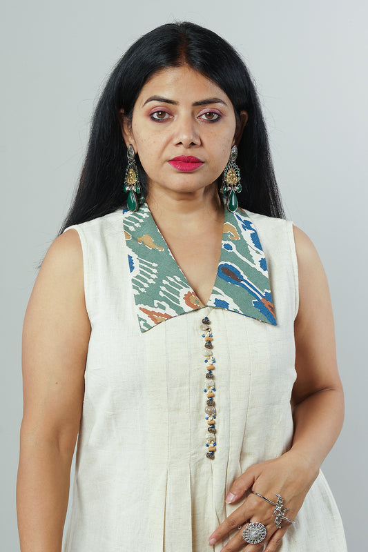 Cream Colour Lenin cotton frock