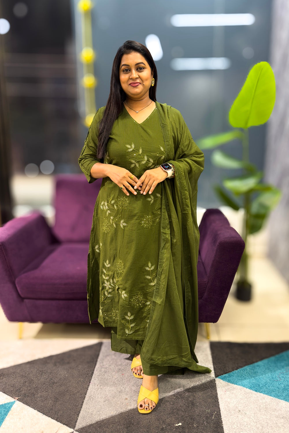 Pure Cotton Embroidery suit set perfect for your office