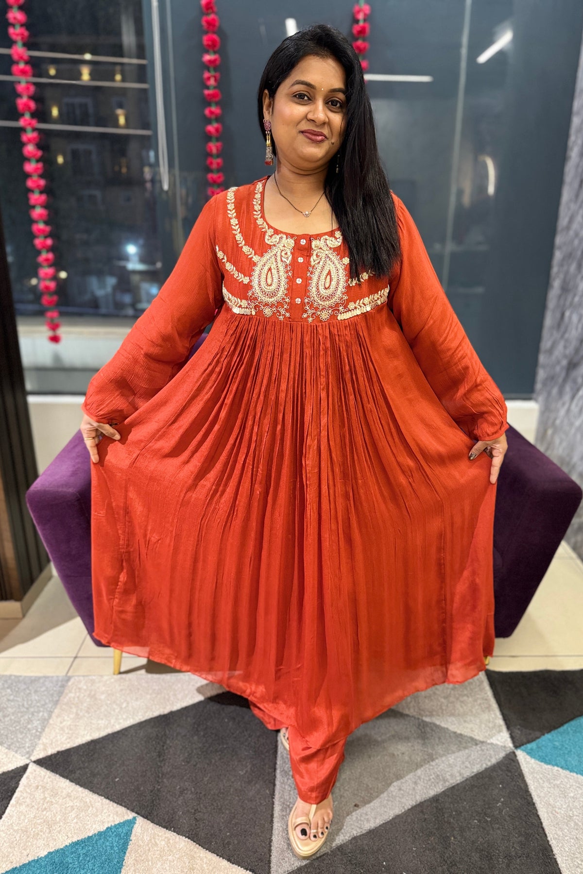 Aarohi Crush Chinnon Designer Suit Set