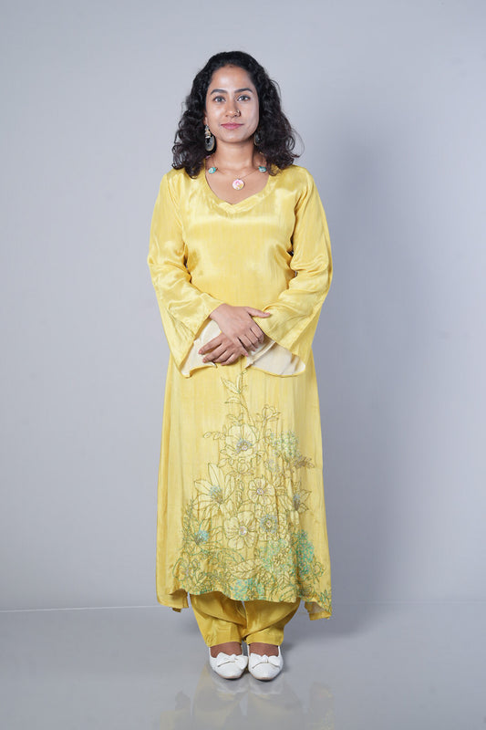 Lemon green Pure crepe C cut designer cordset