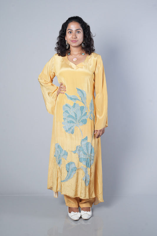 Mustard yellow Pure crepe C cut designer cordset