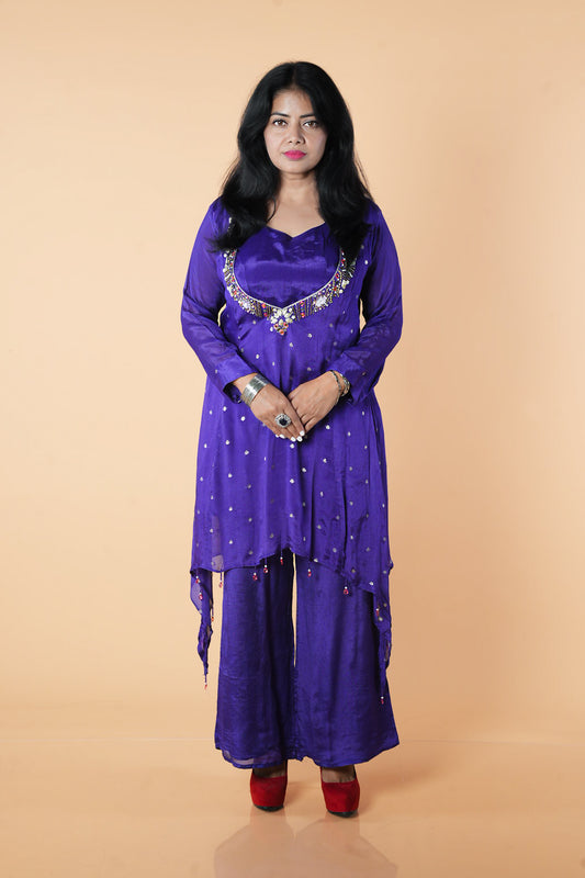 Purple Chinnon  low neck Bustier Cordset