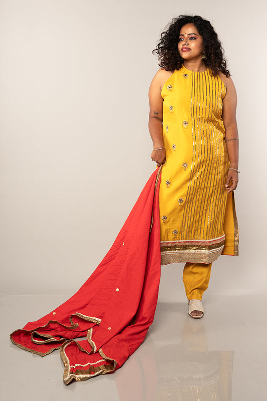 Halter Neck Gota patti Party wear set