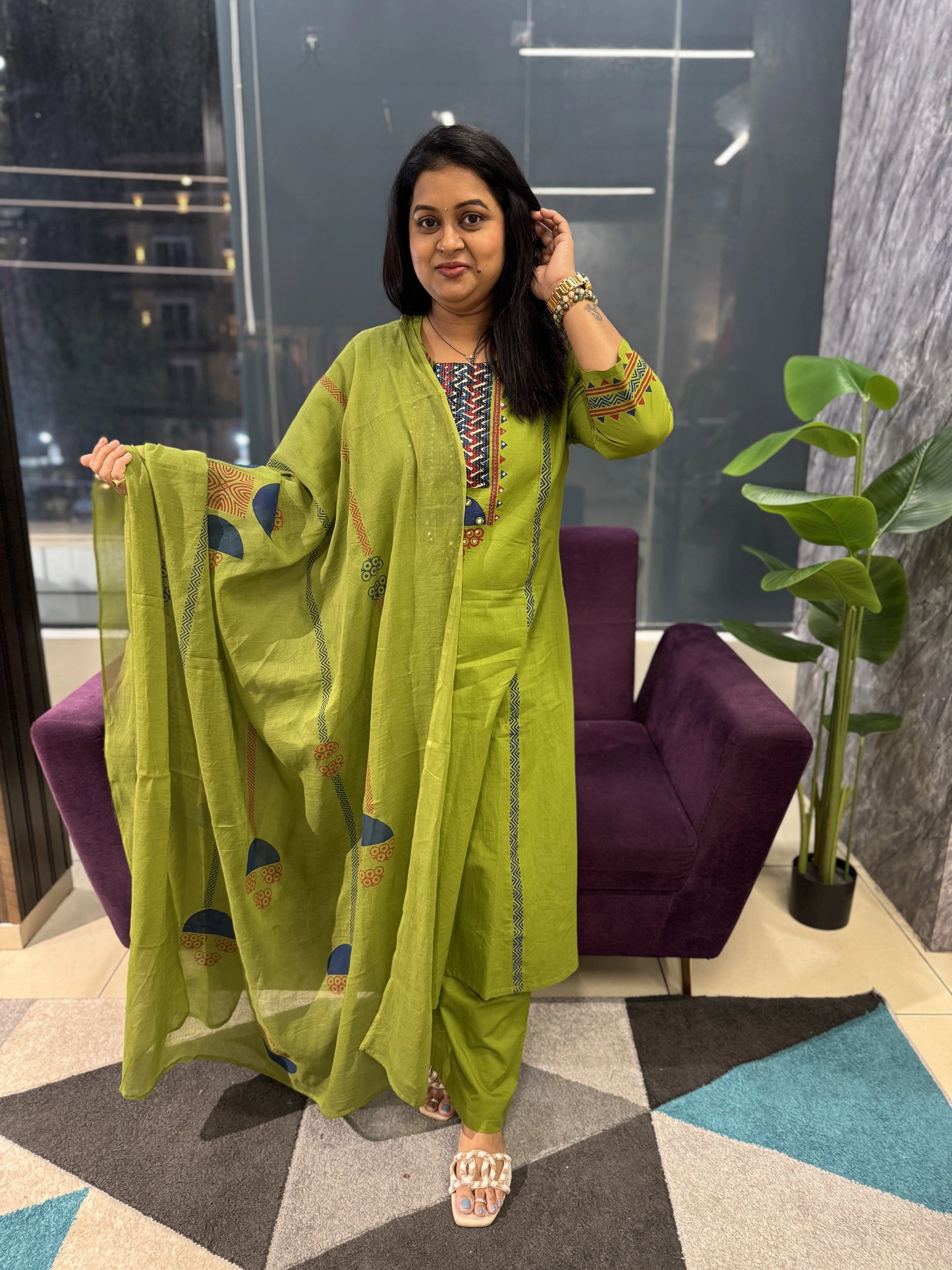 Sitara Rama Green Suit Set