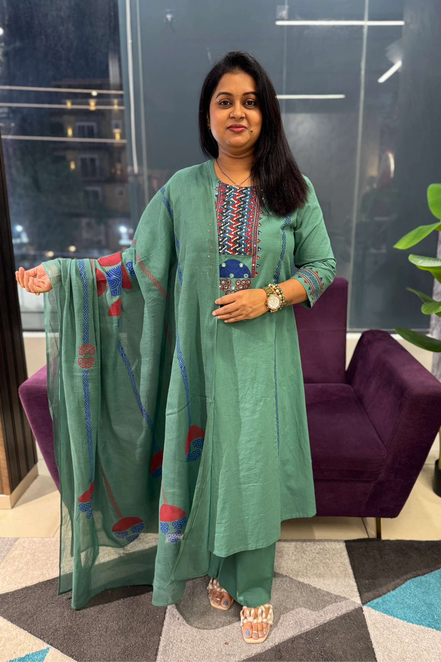 Sitara Rama Green Suit Set