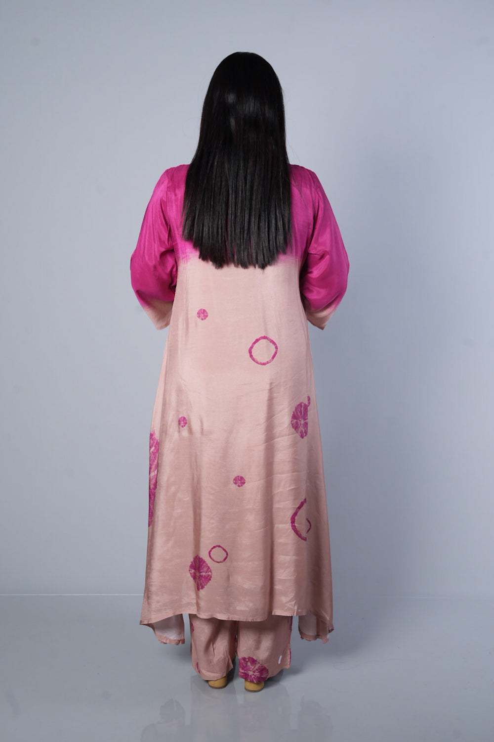 Shibori pink colour Premium Maslin suit set
