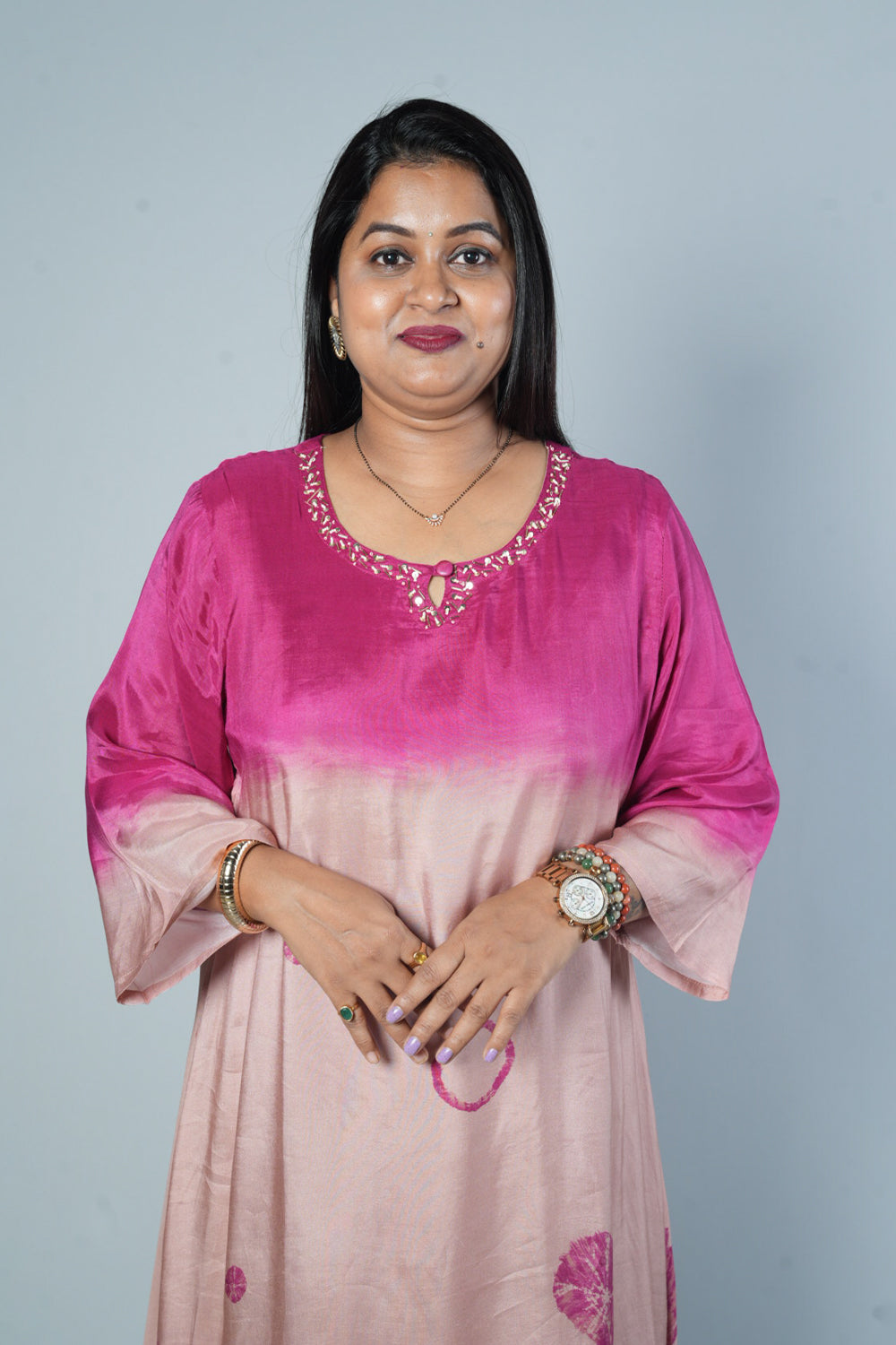 Shibori pink colour Premium Maslin suit set