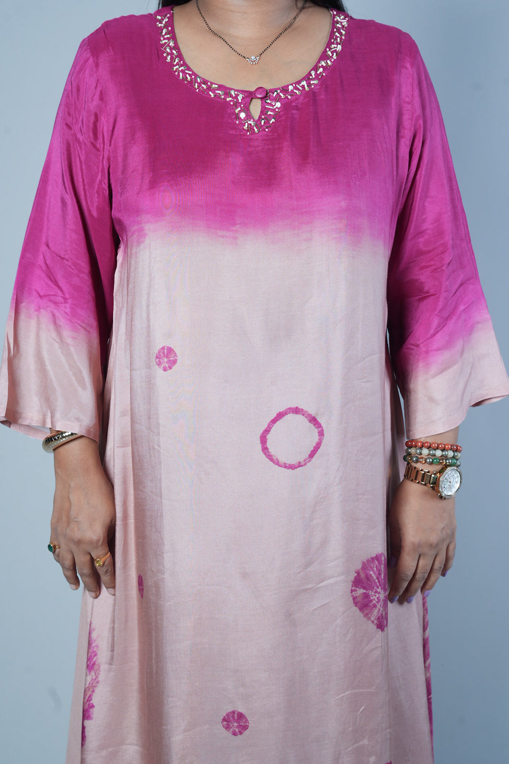 Shibori pink colour Premium Maslin suit set