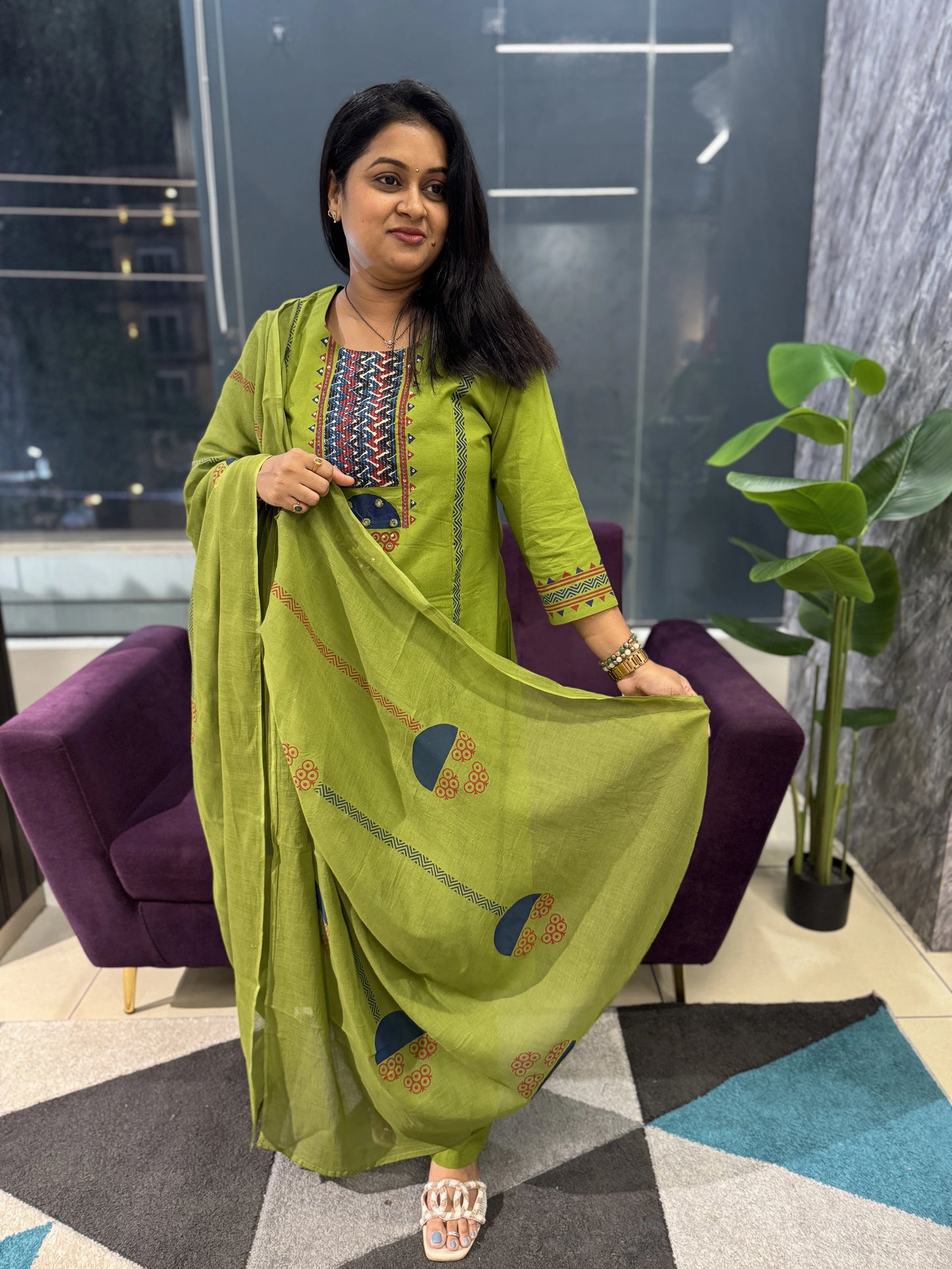 Sitara Rama Green Suit Set