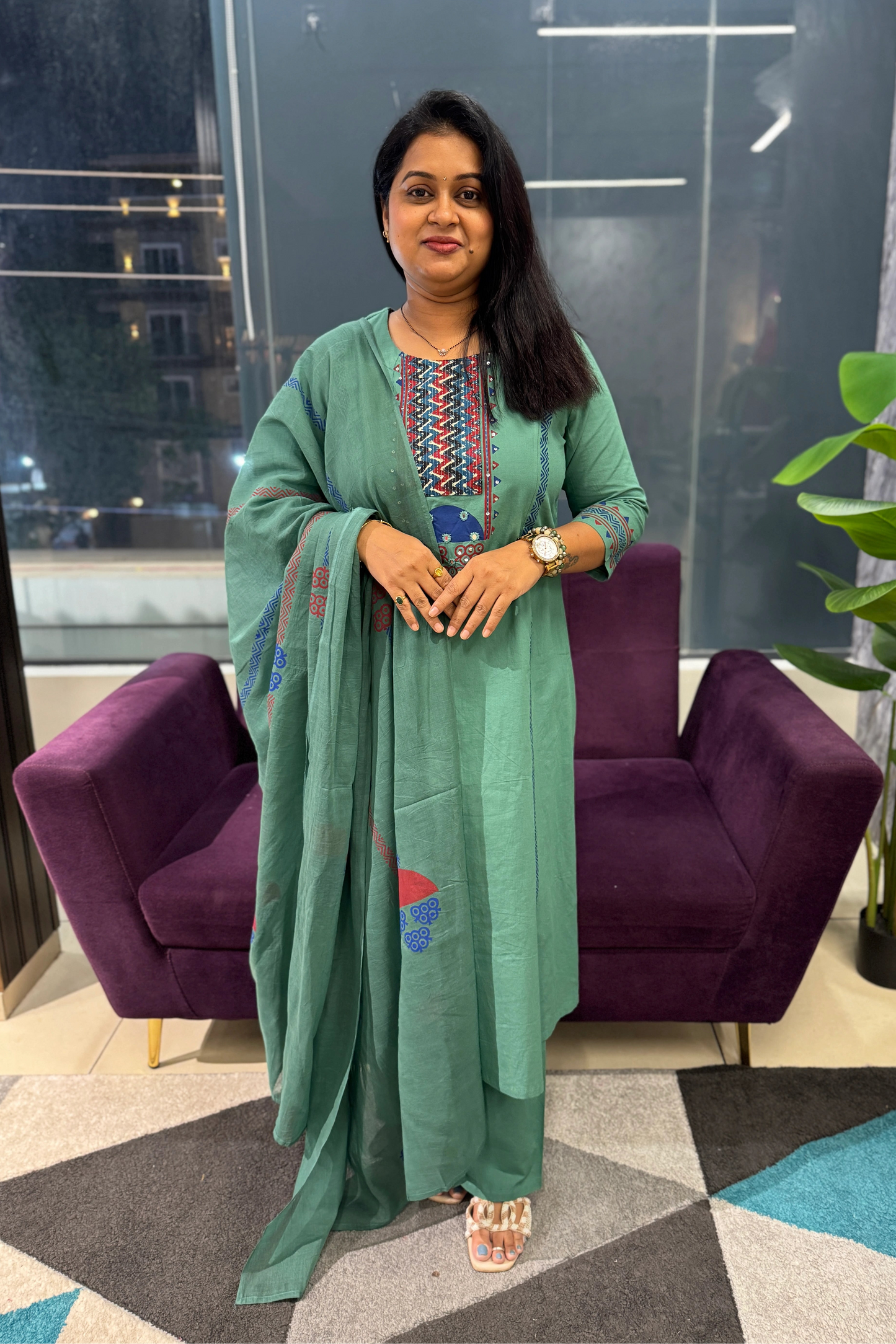 Sitara Rama Green Suit Set