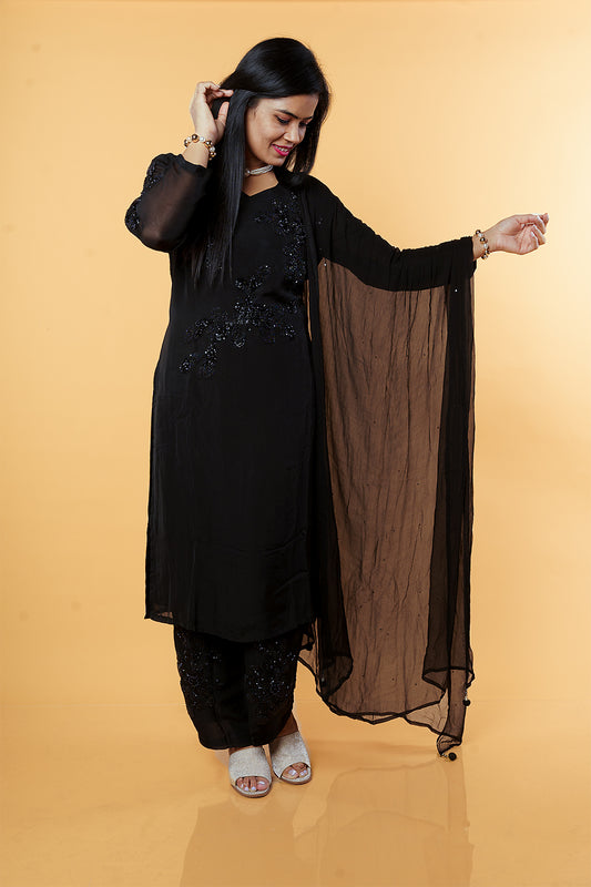 Lavishing Black Designer Hand work set