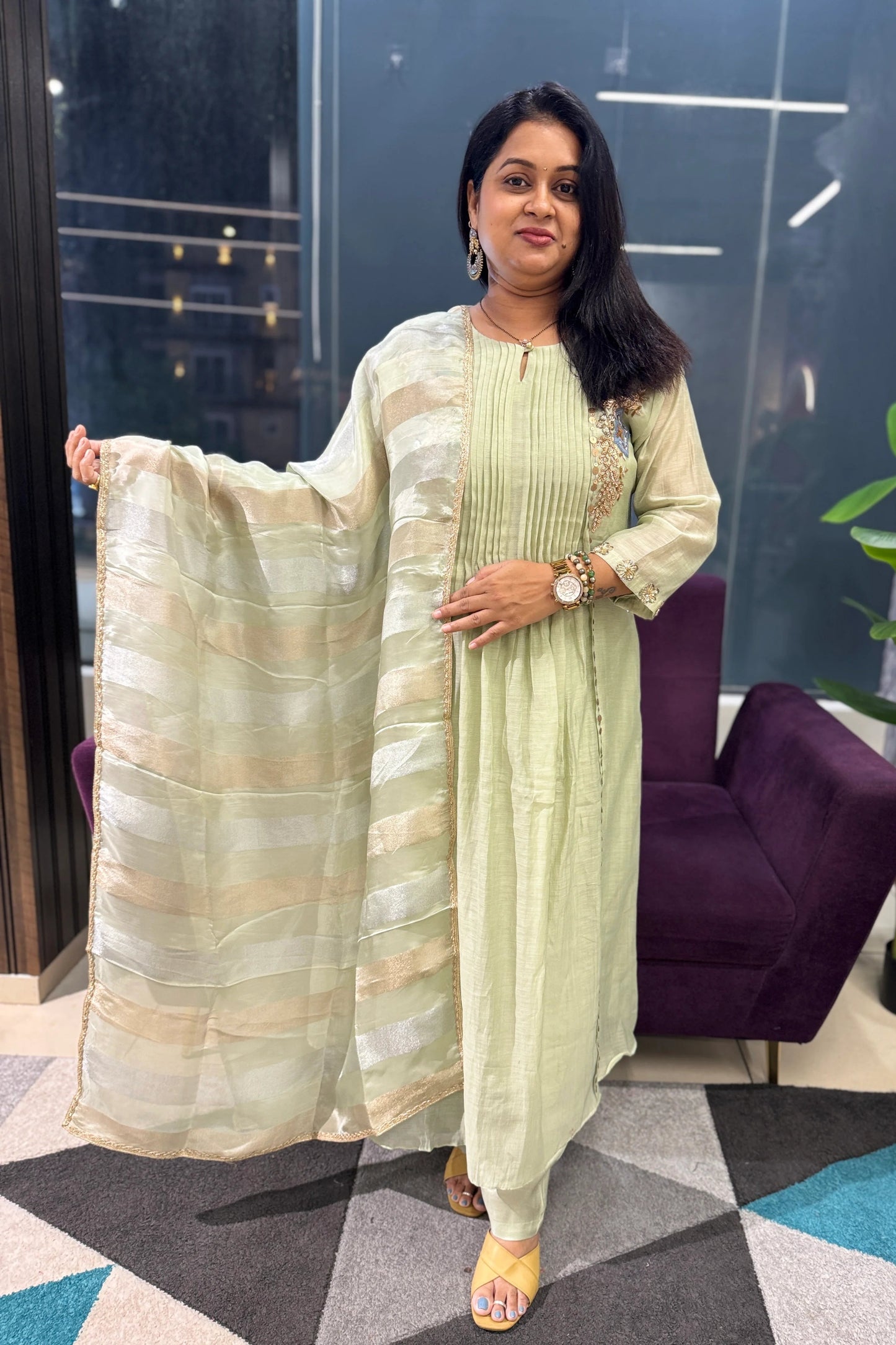 Meher Designer Mulchanderi Suit Set