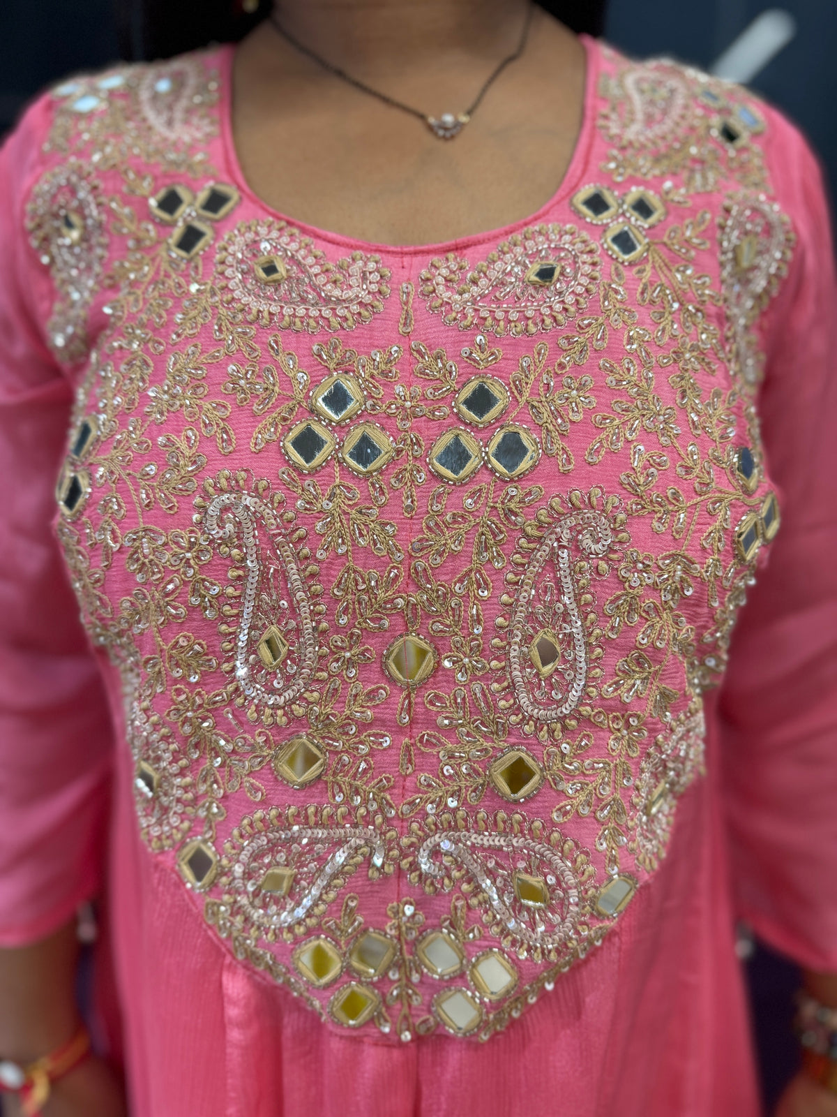 Gulab  Mirror Suit Set with Chowker Dupatta