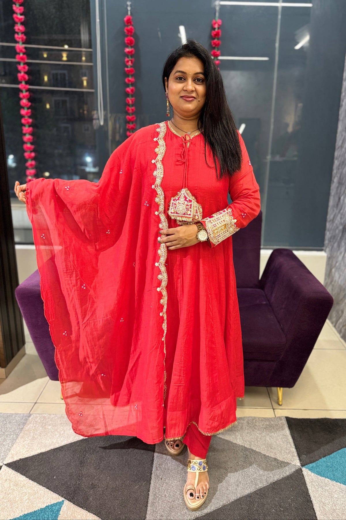 Rose Mulchanderi Handwork Suit set