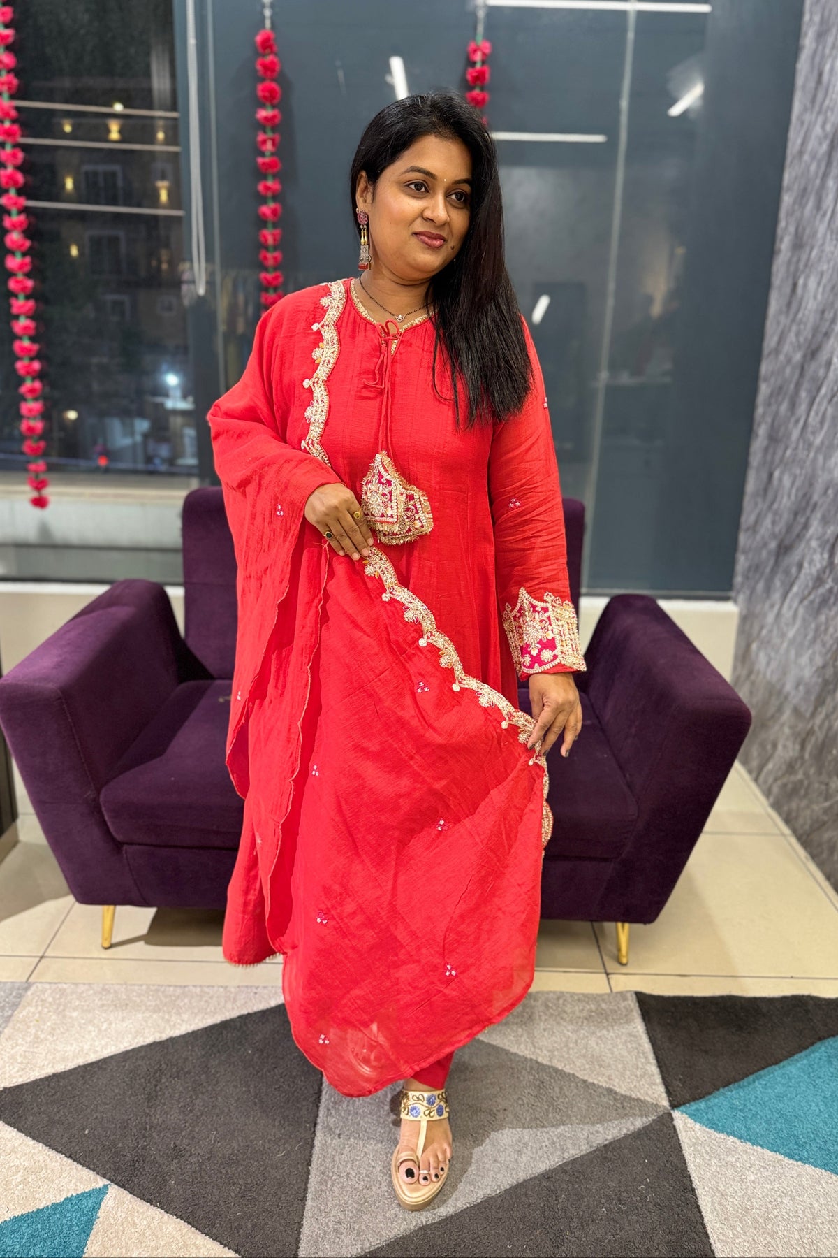 Rose Mulchanderi Handwork Suit set