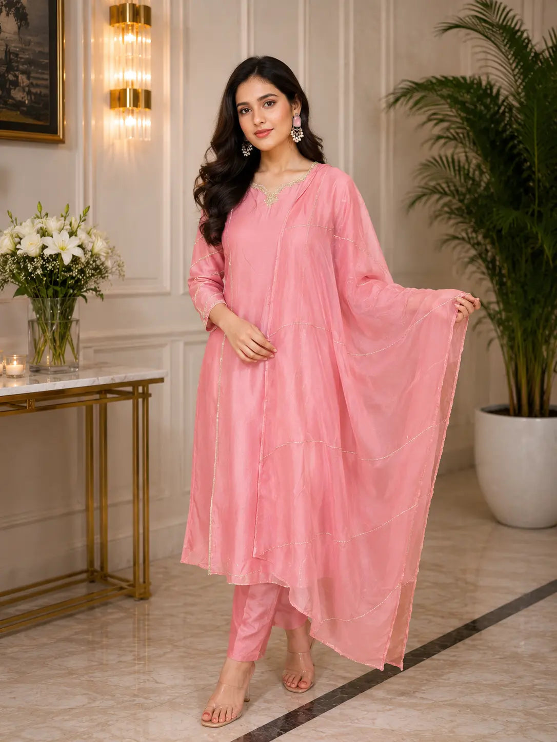 Flora Designer Mulchanderi Suit Set