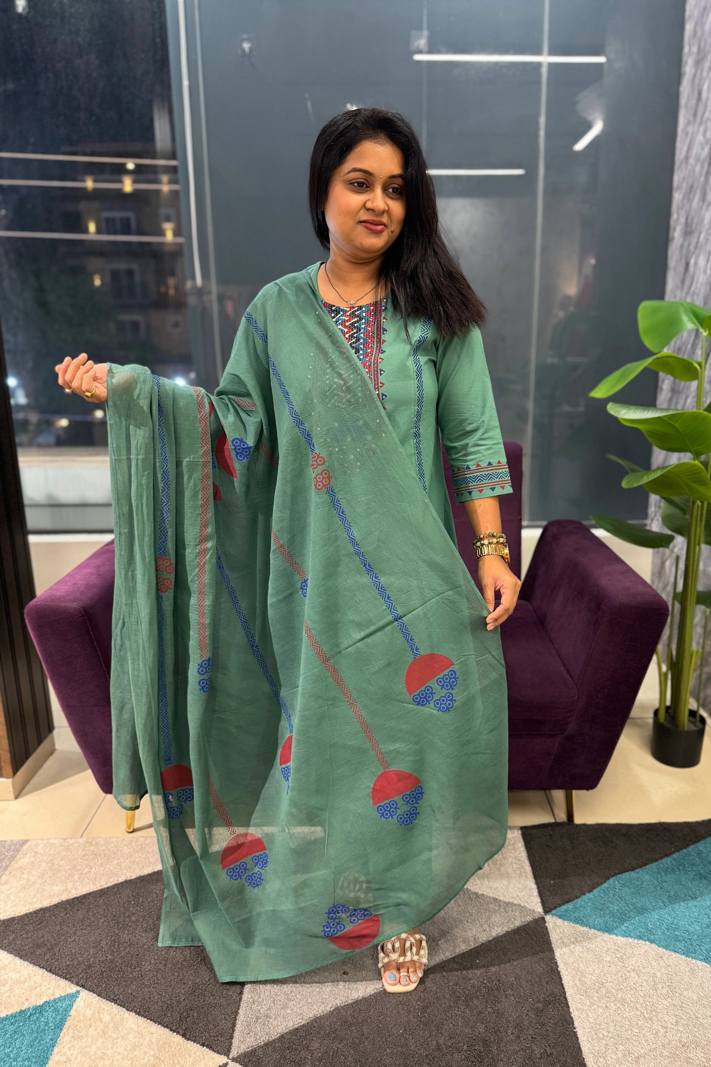 Sitara Rama Green Suit Set