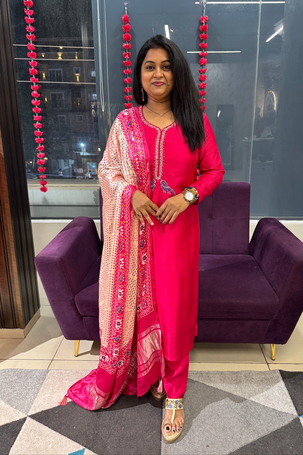 Ruby Silk Suit set with Gaji Silk Dupatta