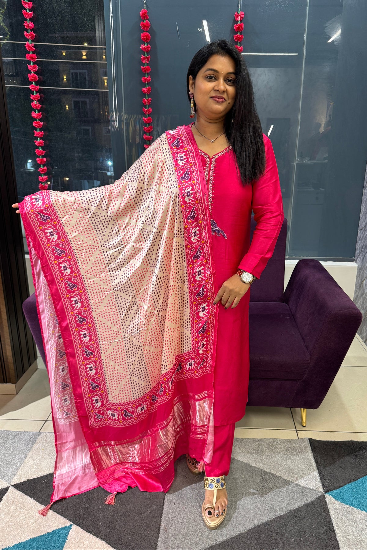 Ruby Silk Suit set with Gaji Silk Dupatta