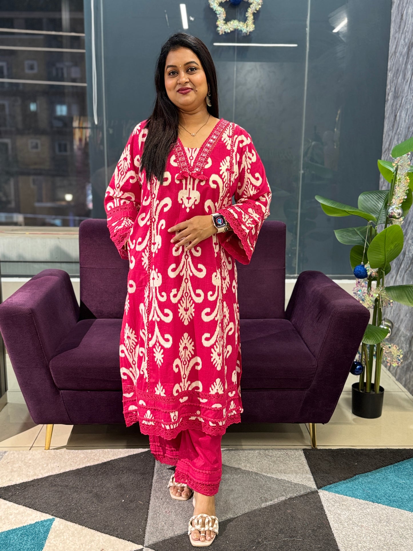 Pure cotton Lace work Suit set